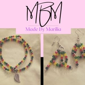 Handmade Bracelet and Earrings W/Rings
